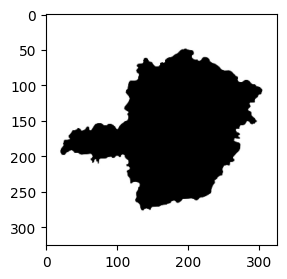 Black and White map of the state of Minas Gerais